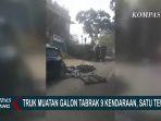 Diduga Rem Blong, Truk Bermuatan Air Galon Seruduk Sembilan Kendaraan dan Tewaskan Satu Orang