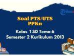 20 Contoh Soal PTS, UTS PPKn Kelas 1 SD Tema 6 Semester 2 Kurikulum 2013 dan Kunci Jawaban