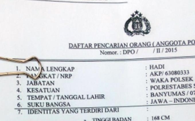 Kapolrestabes Semarang: Siapapun Boleh Tangkap AKP Hadi - SK_DPO_AKP_HAdi.jpg