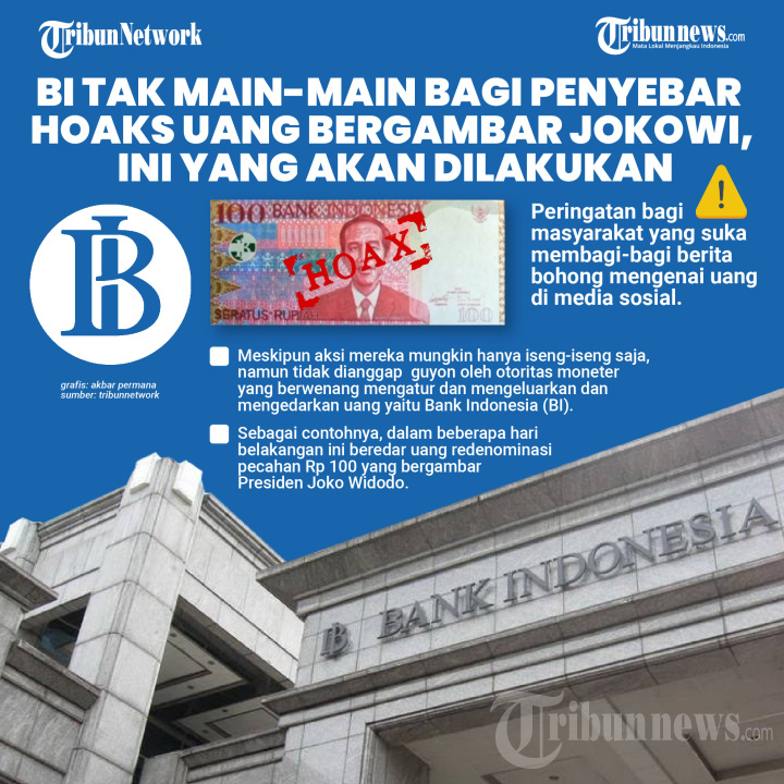 BI Tak Main-main Bagi Penyebar Hoaks Uang Bergambar Jokowi