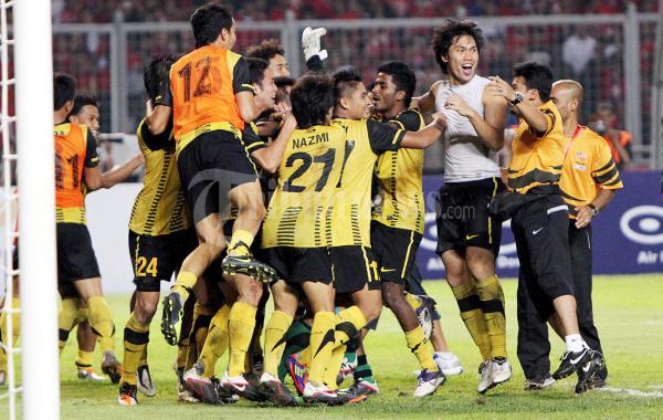 Pemain Malaysia Meluapkan Kemenangan