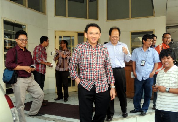 Ahok Usai Sambangi Kantor Tribun