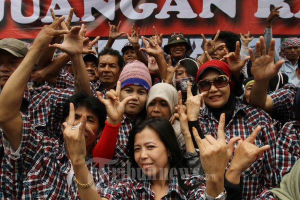 Kegembiraan Pendukung Jokowi Basuki