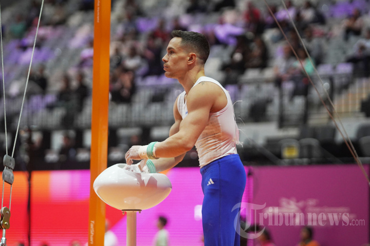 Aksi Pesenam Dunia di Kejuaraan Dunia Gimnastik 2025 di Jakarta