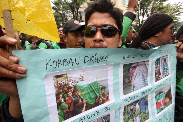 Aksi Unjuk Rasa Driver Gojek