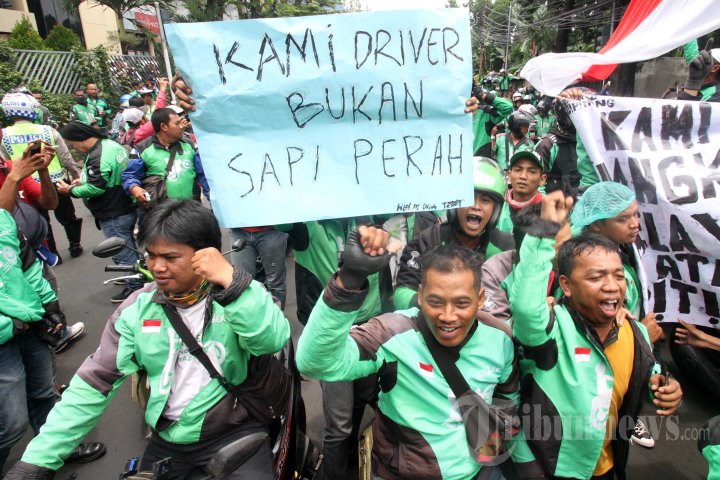 Aksi Unjuk Rasa Driver Gojek