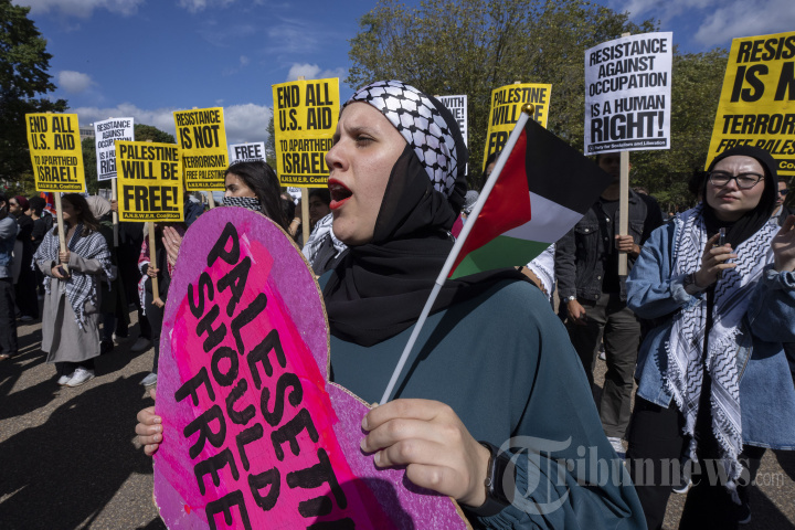 Demonstrasi Pendukung Israel dan Palestina di AS