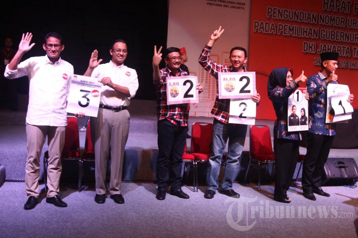 Inilah Nomor Urut Pasangan Calon Pilkada DKI 2017