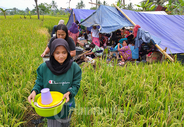 Korban Gempa Cianjur Mengungsi di Tengah Sawah