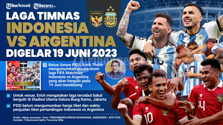 Laga Timnas Indonesia vs Argentina Digelar 19 Juni 2023