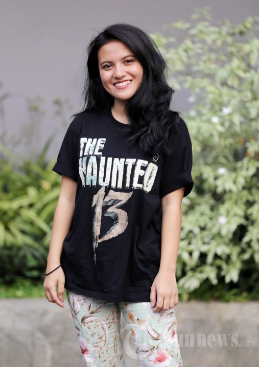 Pemeran Film The Haunted 13, Marsha Aruan, saat berkunjung di Redaksi Warta Kota, Senin (9/7/2018). 