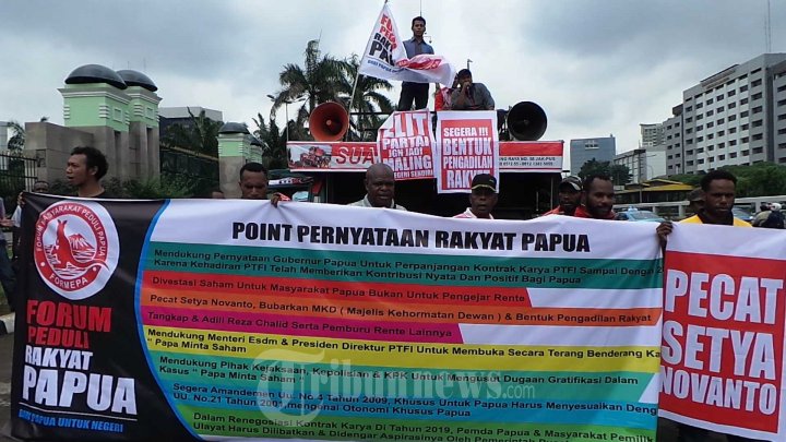 Massa KPRP Demo Freeport Dukung Perpanjangan Kontrak