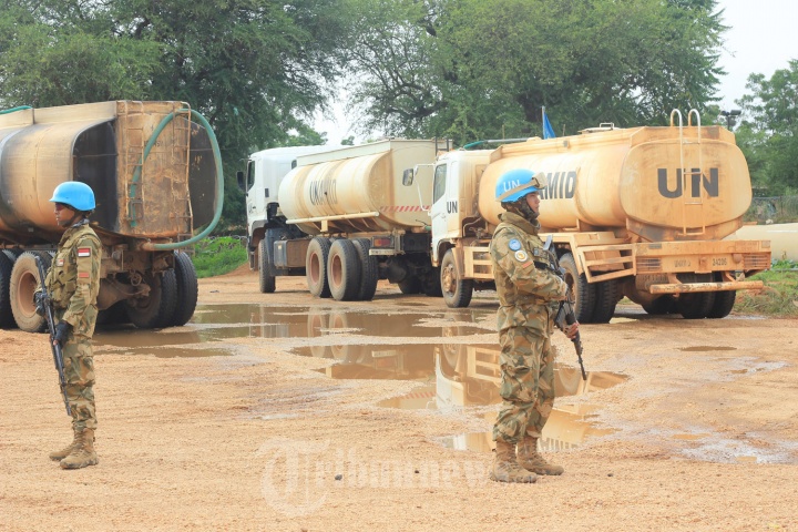 Pasukan Garuda di Sudan Patroli Water Point
