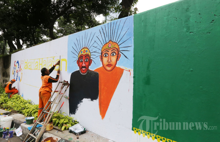 PPSU Buat Mural Sambut HUT DKI Jakarta