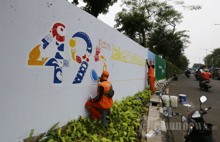 PPSU Buat Mural Sambut HUT DKI Jakarta