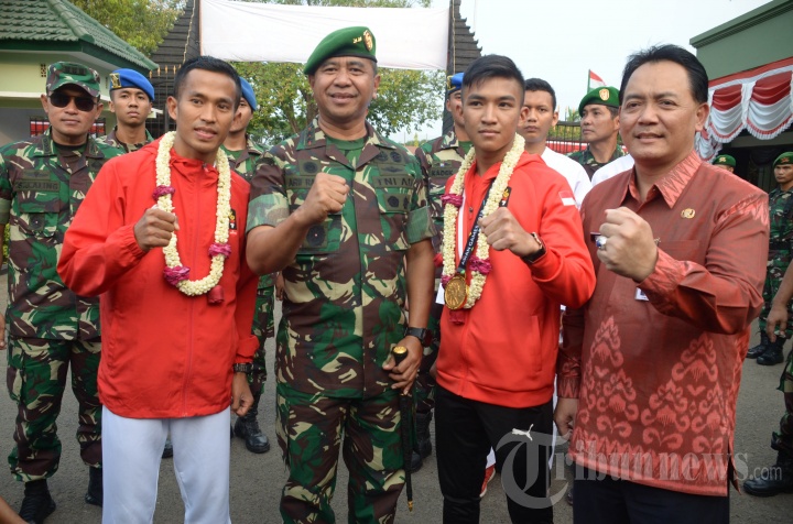 Prajurit Kodam V Brawijaya Peraih Emas AG 2018 disambut Meriah