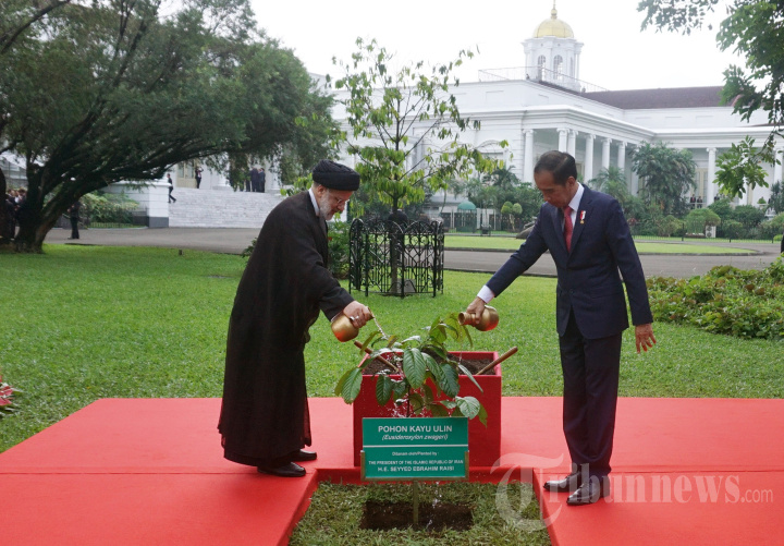 Presiden Jokowi Tanam Pohon Bersama Presiden Iran