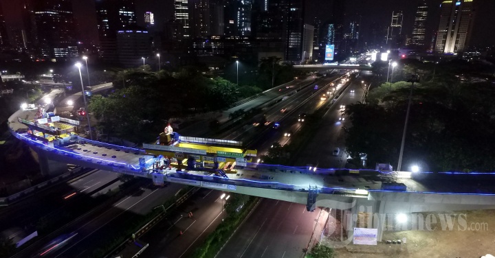 Proyek Simpang Susun Semanggi dari Udara (Foto Drone)