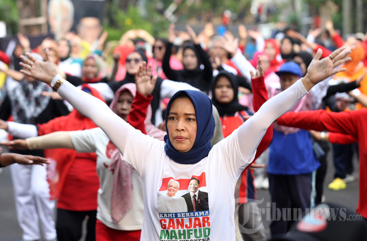 TPD Ganjar-Mahfud Gelar Senam bertajuk Langkah Menuju Indonesia