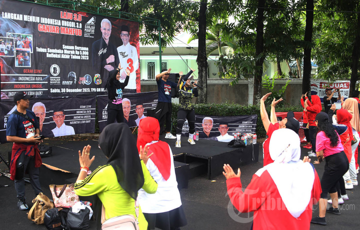 TPD Ganjar-Mahfud Gelar Senam bertajuk Langkah Menuju Indonesia