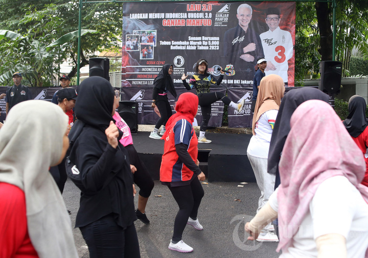 TPD Ganjar-Mahfud Gelar Senam bertajuk Langkah Menuju Indonesia