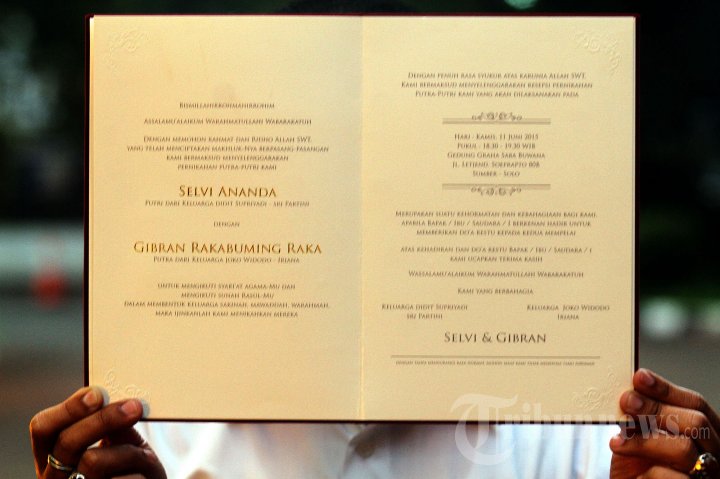 Undangan Pernikahan Gibran Rakabuming Raka dan Selvi Ananda