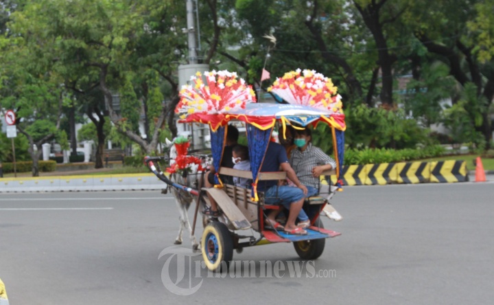 Wisatawan Naik Delman di Monas