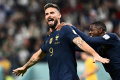 Aksi Selebrasi Olivier Giroud (Perancis) usai Mencetak Gol