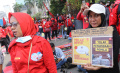 Demo Buruh di Kawasan Patung Kuda Jakarta