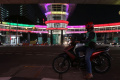 Halte CSW Jakarta Berhiaskan Lampu Warna Warni