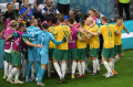 Timnas Australia Rayakan Gol Mathew Leckie