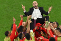 Timnas Maroka Selebrasi usai Kalahkan Spanyol 