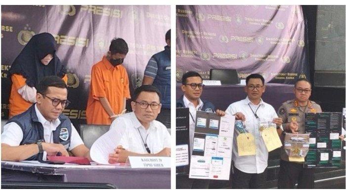 Polda Metro Jaya menggelar konferensi pers terkait kasus penipuan tiket konser Coldplay, Senin (22/5/2023). Terkuak modal pasangan suami istri penipu jasa titip tiket konser Coldplay di Jakarta. Beli akun twitter rapu untung ratusan juta rupiah.