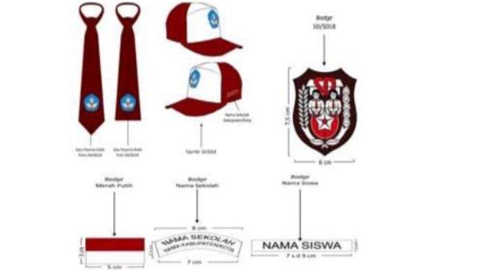 Atribut sekolah bagi siswa Sekolah Dasar (SD).