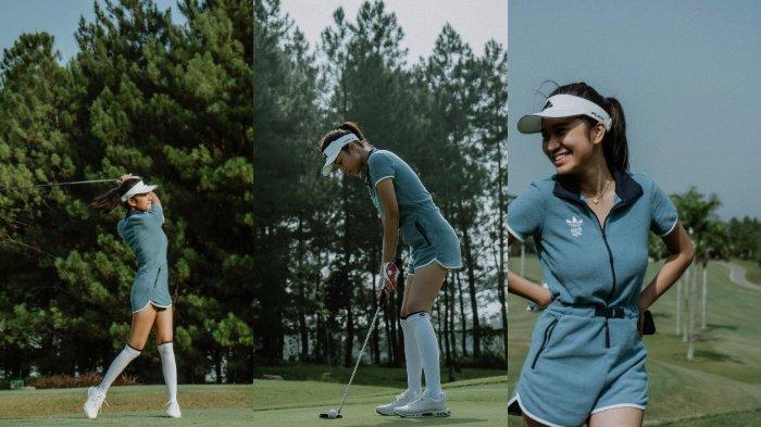 Potret Azizah Salsha ketika bermain golf