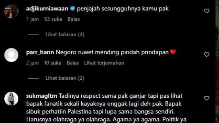 Beberapa komentar dari akun centang biru yang menghiasi postingan Ganjar Pranowo usai Indonesia batal jadi tuan rumah Piala Dunia U-20