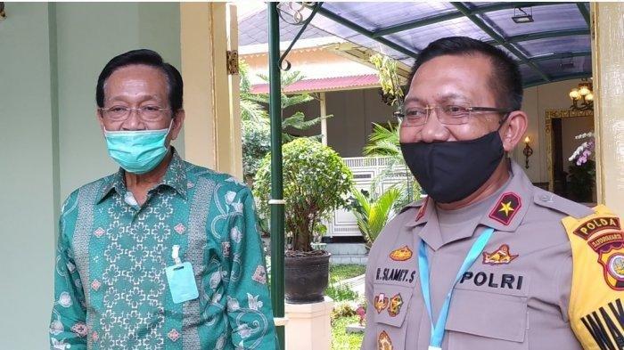 Gubernur DIY Sri Sultan Hamengku Buwono X (kiri) bersama Waka Polda DIY Brigjend Pol Raden Slamet Santoso