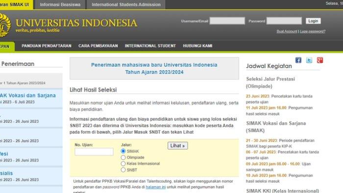 Cara cek pengumuman hasil Simak UI 2023.