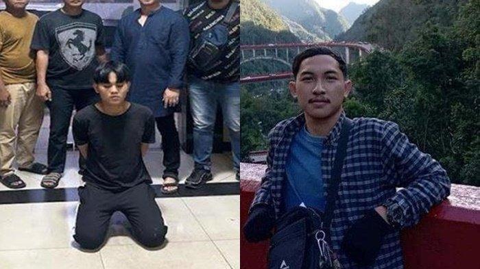 Dede Nurkholik (kiri) saat diamankan polisi karena membunuh Frengki Saputra (kanan) mahasiswa di Lubuklinggau.