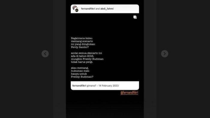 Fikri Budiman Anak Freddy Budiman Bersuara Soal Diskon Vonis Hukuman Mati Ferdy Sambo.