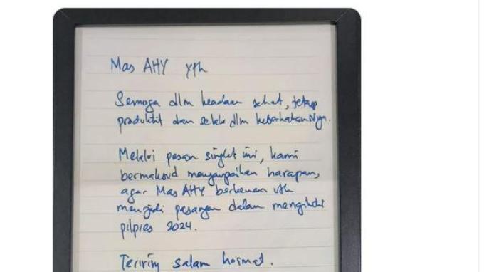Foto surat Anies Baswedan untuk AHY itu diunggah oleh Ketua Bappilu Demokrat, Andi Arief melalui akun X-nya.