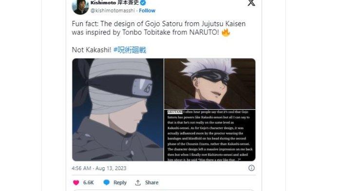 Gojo Satoru di Jujutsu Kaisen Terinspirasi dari Hatake Kakashi dalam Serial Naruto, Benarkah ?