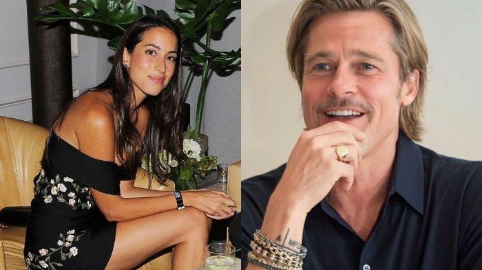 Kolase foto Ines de Ramon dan Brad Pitt.