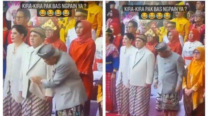 Tingkah Menteri PUPR Basuki Hadimuljono menuai sorotan saat upacara pengibaran bendera merah putih di Istana Negara pada Kamis (17/8/2023).