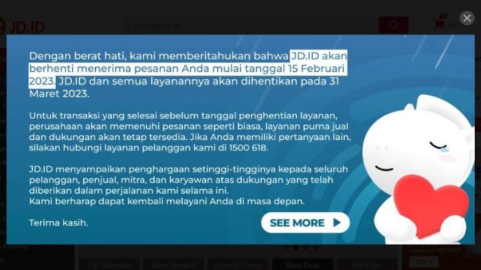 JD.ID berhenti operasi dan akan menghentikan pesanan mulai 15 Februari 2023