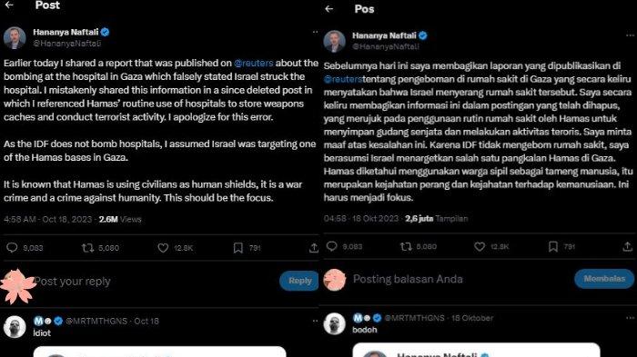 KEBOHONGAN Israel Soal Ledakan Rumah Sakit di Gaza, Malah Tuduh Palestina yang Kirim Roket
Tangkap Layar kebohongan Israel dan edit tweet di media sosial X