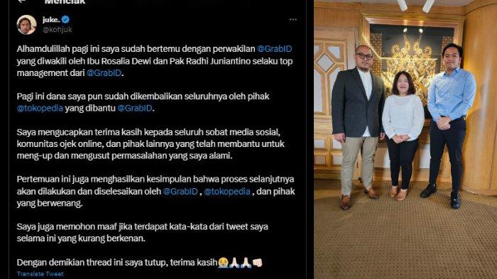 Juke bersama perwakilan Grab, yakni Rosalia Dewi dan Radhi Juniantino pada Kamis (20/7/2023). Pertemuan mereke membahas ssoal kasus pencurian laptop yang dilakukan driver Grab bernama Muhamad Luckas