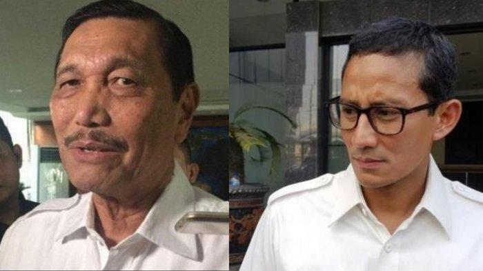 Menko Marves Luhut Binsar Pandjaitan meminta Menparekraf Sandiaga Salahuddin Uno atau Sandiaga Uno