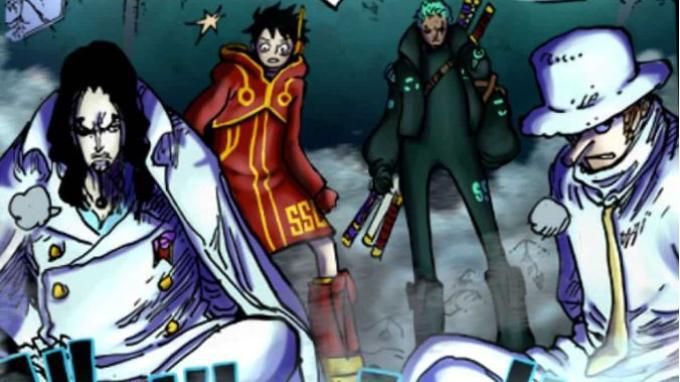 Luffy, Zoro, Lucci dan Kaku dalam One Piece