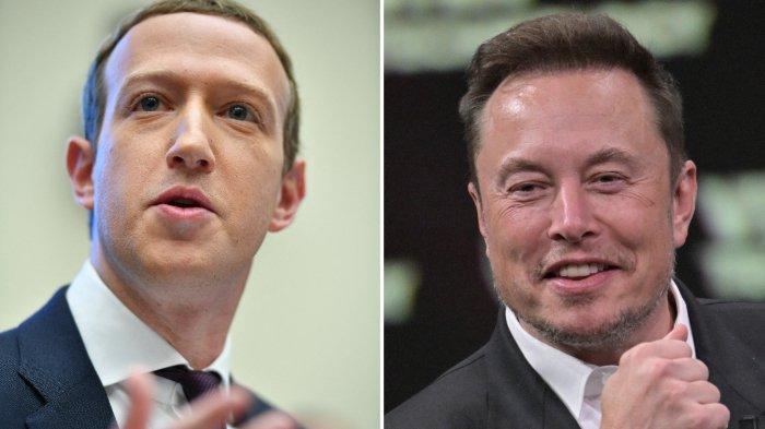 (COMBO/FILES) Kombinasi file foto yang dibuat pada 22 Juni 2023 ini menunjukkan SpaceX, Twitter, dan CEO pembuat mobil listrik Tesla Elon Musk selama kunjungannya di pameran teknologi dan inovasi Vivatech di pusat pameran Porte de Versailles di Paris pada Juni 16, 2023 (kanan) dan pendiri Facebook Mark Zuckerberg bersaksi di depan House Financial Services Committee di Rayburn House Office Building di Washington, DC pada 23 Oktober 2019. Raksasa teknologi Zuckerberg dan Musk berada dalam persaingan bisnis sengit yang telah meluas ke pertengkaran taman bermain, dengan kedua pria itu menawarkan untuk bertarung satu sama lain di dalam sangkar.